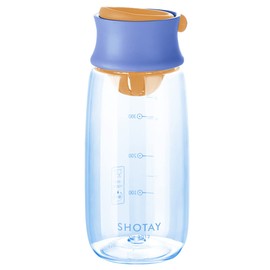 Boenkush 460ml Plastic Small Water Bottle with Time Markings to Drink, Seal Tight Lid, Reusable Sports Cute Bottle for Childs, Teenager, Adult, Sports, Outdoor - Blue