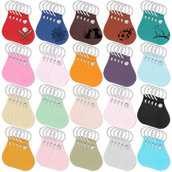 Sasylvia 100 Pcs Leather Key Fob Kit Leather Keychain Blanks
