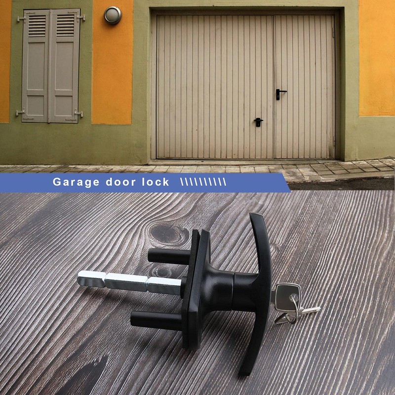 OTOTEC T Black Garage Door Lock 75mm Shaft 35mm Fixing