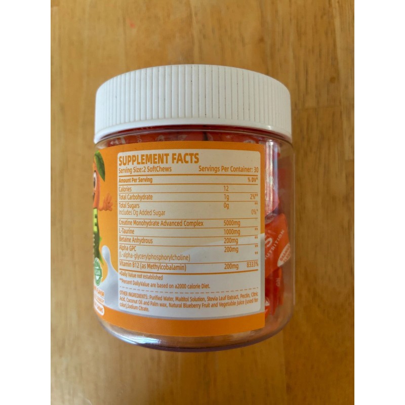 Natures Aid Creatine Monohydrate Soft Chews Gummy 6400mg - 60