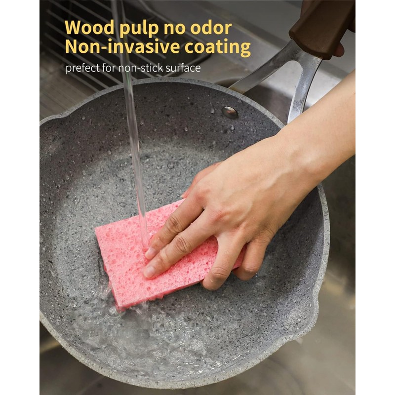 Cellulose Sponges,Heavy Duty Scrub Kitchen Sponge,Clean Tough Messes Without Scratching