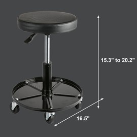 Aain Roller Adjustable Height Seat,300lbs (Black),Adjustable Height 15.3-20.2 inch, with Wheels