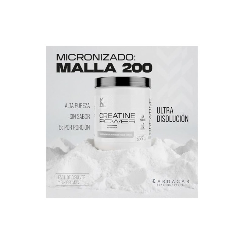 Creatina Monohidratada Micronizada en Polvo Malla 200 Envase 500g