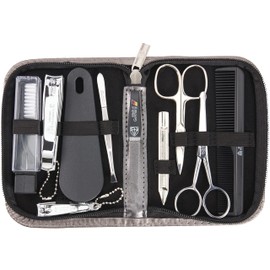 3 Swords Germany - brand quality 10 piece manicure pedicure grooming kit set for professional finger & toe nail care scissors clipper fashion leather case in gift box, Made by 3 Swords (003157)