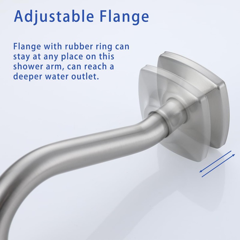 SWHYGER 8 Inch Angled Shower Arm Extension with Flange, Brushed