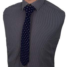 Dan Smith Cuello de punto ajustado para boda con parte inferior puntiaguda estándar, Azul medianoche, blanco-c.c.g.b.046, Talla única
