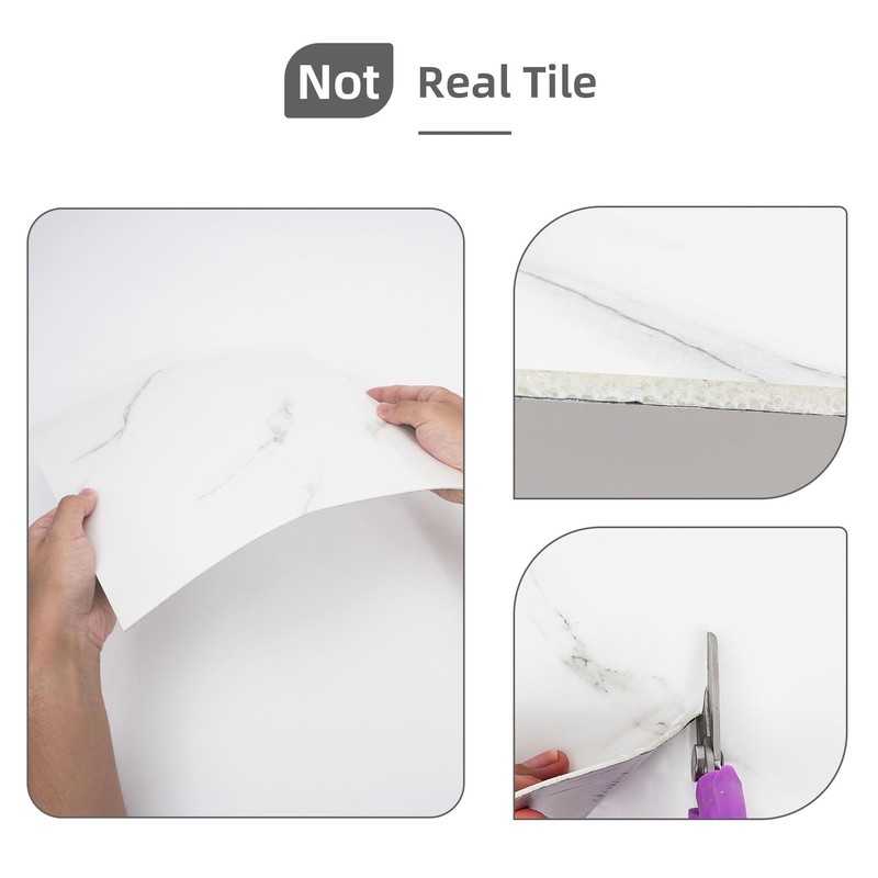 WAPANE Peel and Stick Tile Shower Waterproof Marble Tiles Wall