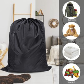2Pcs Storage Bag, 94 x 120 cm Extra Large Drawstring Clothes Storage Bag, Foldable Oxford Fabric Waterproof Large Capacity Underbed Organizers for Duvet Pillows Quilt Clothes ShoesToy Storage,Black