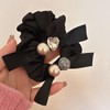 Generic 2 PCS Black Bow Hair Ties Bands Satin Hair