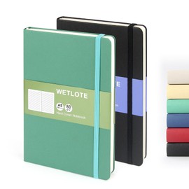 WETLOTE Hardcover Lined Journal Notebook 2 Pack, A5 Notebook College Ruled Writing Journals 208 Pages, Large Lined Notebooks for Women Men School College Office Journaling (Black Green)