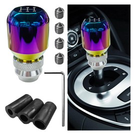 DUSCOKE Automotive 5 Speed Weighted Manual Gear Shifter Knob - Adjustable Gearbox Shift Head Car Stick Shifter Handle with 3 Adapters - Aluminium Transmission Shift Knob for Most Vehicles (Colorful)
