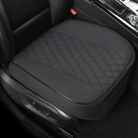 GIANT PANDA Canvas Car Seat Cover Protector Non Slip Backing Fits 95% of Vehicles Wrapped Around the Bottom Diamond Pattern (Black, 2 Pack)