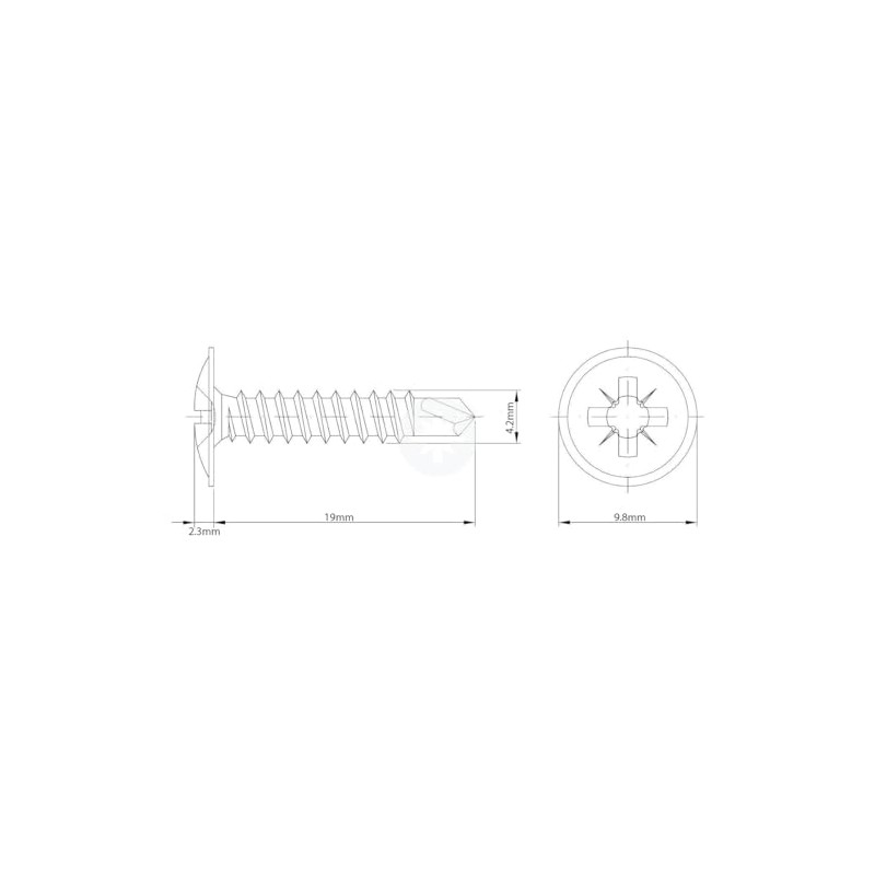 4.2mm x 19mm Black Self Drilling Wafer Head Screws Steel