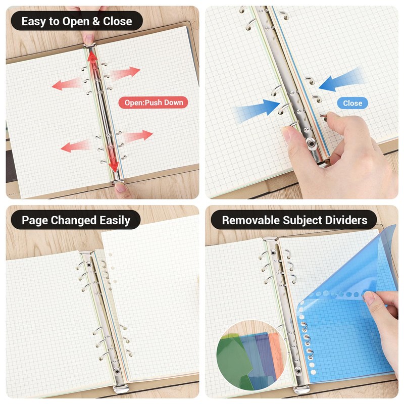 Yarotm Notebook A5 Squared - Ring Binder A5 Refillable -