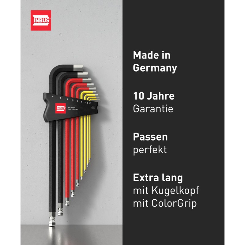 INBUS® 75558 Germany Set 9-Piece 1.5-10 mm with ColorGrip and