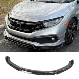 NEESPOC Front Bumper Lip Splitter Spoiler Fit for Honda Civic LX/Sport/EX/Si/Touring 2016-2021 Hatchback/Coupe/Sedan, 4pcs Accessories Air Chin Body Kit (Gloss Black)