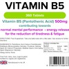 Lindens - Vitamin B5 Pantothenic Acid 500mg, 360 Tablets -