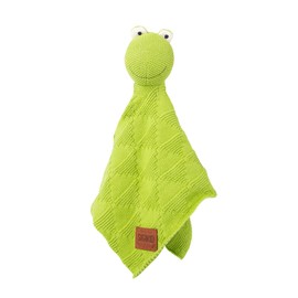 SIGIKID 39645 Knitted Cuddly Blanket Frog Knitted Love Cuddly Soft Cotton Knit Sleeping Aid and Comforter for Babies and Children from 0-36 Months, Green, 40 x 40 x 8 cm