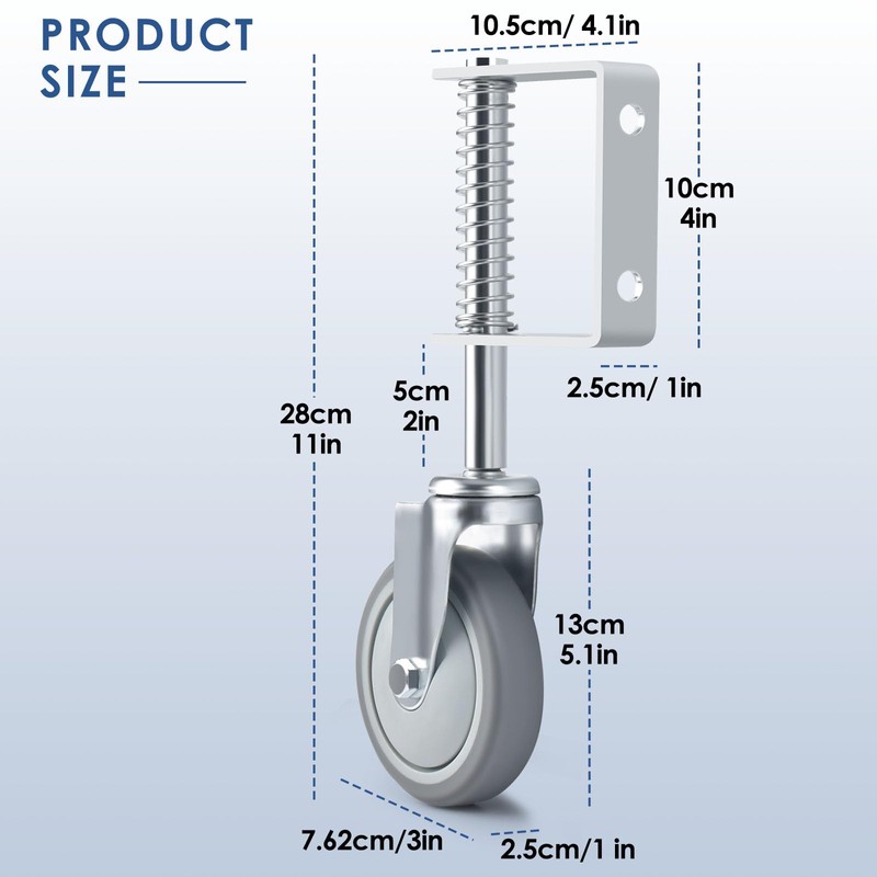 ERKOON 2 Packs Heavy Duty Gate Wheel Spring-Loaded Gate Casters,