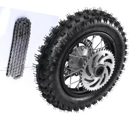 Unbranded 10'' 3.00-10 Rear Wheel Rim Tire & Chain for CRF50F XR50 TTR 125cc Pit Dirt Bike