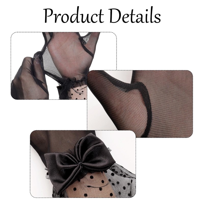 Dhthdrh Women Lace Bow Short Gloves Wedding Tea Party Gloves