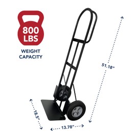 Olympia Tools 800 Lb Steel Hand Truck with D Handle and 10" Pneumatic Wheels for Home and Office Use
