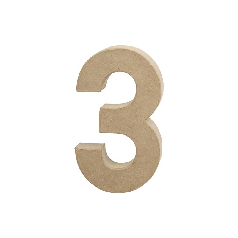 Creativ 26631 20 cm 1-Piece Papier Mache Number 3, Beige
