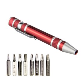 SWATOM 8 in 1 Mini Screwdriver Set Small Screwdrivers Pen Magnetic Repair Tools EDC Compact Precision Gadgets for Computer Eyeglasses Daily Home Improvement Use (Red)