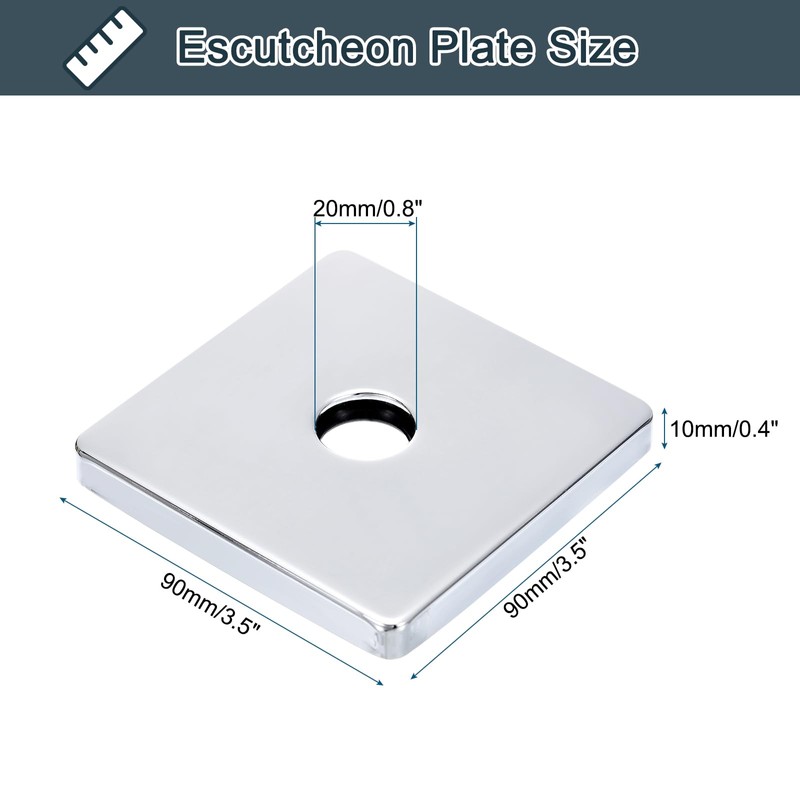 sourcing map Square Shower Arm Flange, 3.5" Stainless Steel Escutcheon