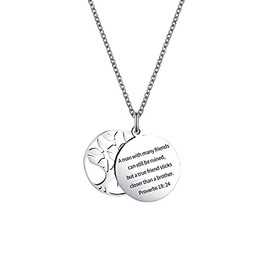 MiiFort BFF Family Tree of Life Pendant Necklace Cross Holy Bible Proverbs 18:24