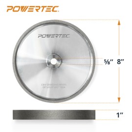 POWERTEC CBN Grinding Wheel 8 Inch 180 Grit, Bench Grinder Wheel for Sharpening HSS Tools, Lathe Tools & Chisel Set, 8" x 1" Wide, 5/8" Arbor Bench Grinder Wheels for Bench Grinder, 1 PK (15700)