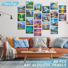 AtawLege 20 Pack Art Acoustic Panels, 40"X32" Self-adhesive Soundproof Wall Panels, Decorative Sound Absorbing Panel, Acoustic Treatment for Studio, Home, Office (Natural Scenery)