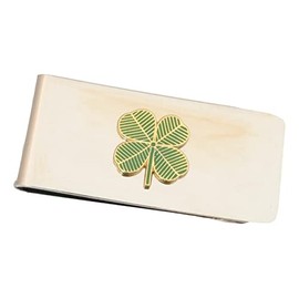 Gamekeepers Cottage gifts Four Leaf Clover Metal Money Clip in Pouch with Free Engraving 138