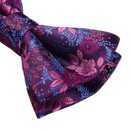 HISDERN Men's Pre-Tied Bow Ties Fuchsia Bow Tie Adjustable Tuxedo Bowtie Floral Bowties for Wedding Party