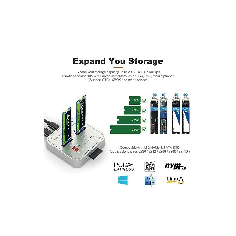 MAIWO K3016CL Dual-Bay M.2 SSD Docking Station with SD Express