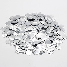 CC wonderland zone 100g Silver Metallic Shiny Round Confetti,Table Confetti for Party Wedding Decoration(Φ1.5cm)