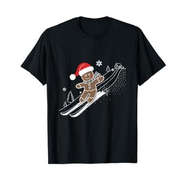 Gingerbread Man Christmas Skiing Down Gifts Winter Xmas Kid T-Shirt