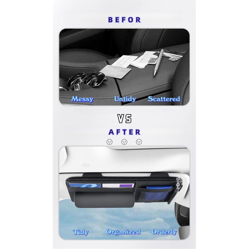 WiiLemz Car Visor Organizer, Multi-Pocket Sunvisor Storage with Sunglass Holder,