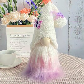 AWISBI Lavender Purple Gnomes Decorations for Home Spring Gnomes Summer Gnome Tiered Tray Decor for Kitchen Butterfly Gnomes Plush Lavender Decor Stuffed Gnomes Gnomes Gifts for Women