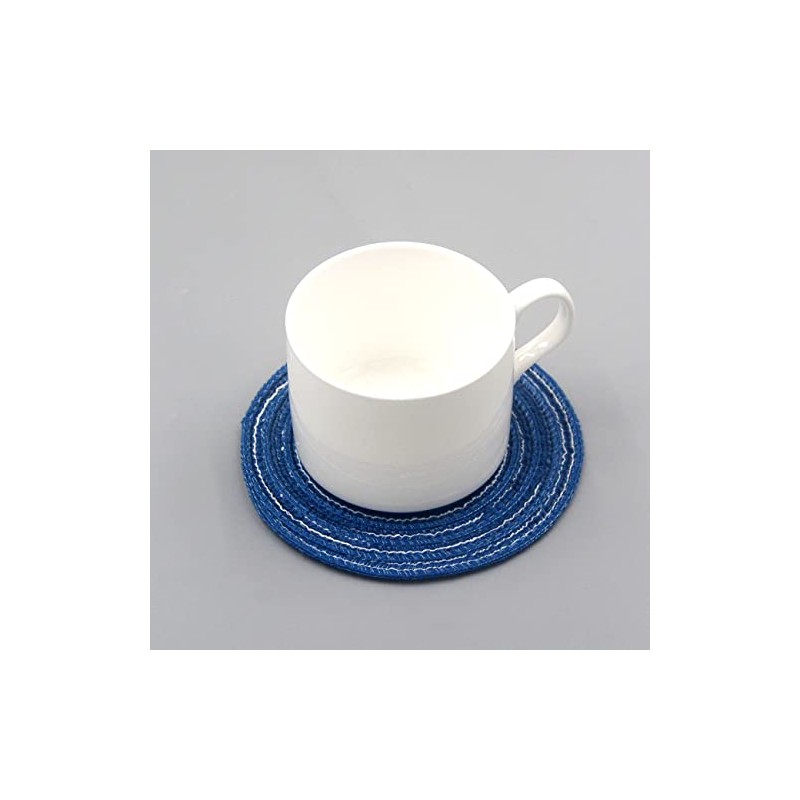 SCF2017 Set of 6 Round Woven Cotton Yarn Coasters for