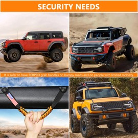 RERPRO Roll Bar Grab Handles for 2021 2022 2023 2024 2025 Ford Bronco 2 Door 4 Door Accessories Paracord Grip Handle, with America Flag, 2 Pack Yellow