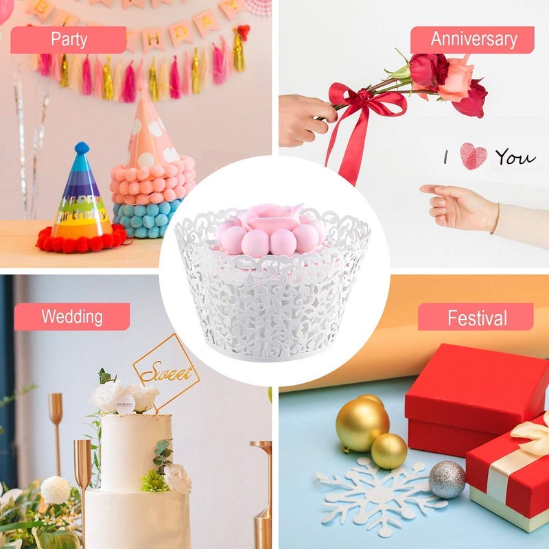 Longsing Wedding Cupcake Decorations - Pack of 50 White Disposable