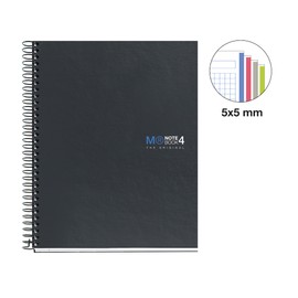Basicos MR 2120 – Notebook with 4 different Coloured sections, Graphite A5, 160 Sheets, Graph Paper