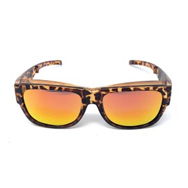 The Trendsetter Folding Fit Over Glasses, OTG, Polarized Unisex Wrap-Around Sunglasses for Men and Women, Tortoise with Mirrored Orange