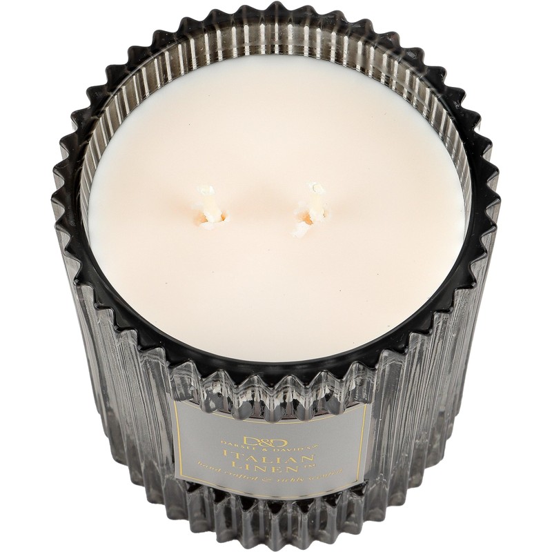 Darsee & David's, Italian Linen Ribbed Candle, 10 Ounces