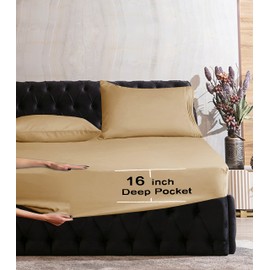 Elegant Comfort Luxurious Wrinkle Resistant 1500 Thread Count Egyptian Quality 1-Piece Fitted Sheet All Around Elastic -Deep Pocket- Ultra Soft Bottom Fitted Sheet, Twin/Twin XL, Camel-Gold