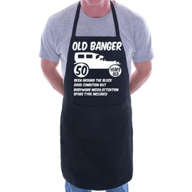 Print4U 50th Birthday Old Banger BBQ Cooking Funny Novelty Apron Black