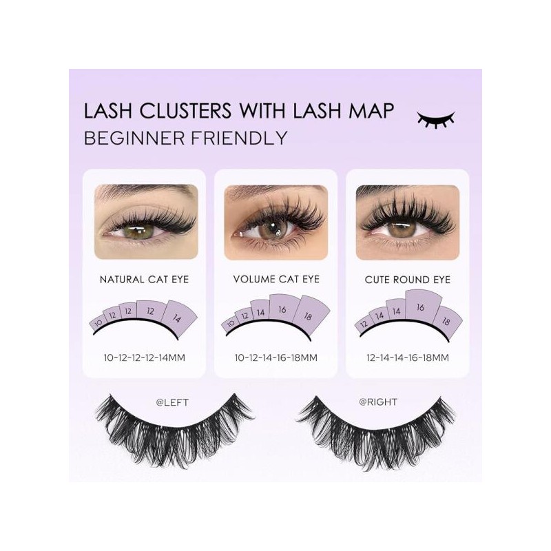 Sopendida 소페니다 래쉬 클러스터 키트 위스피 속눈썹 연장 10-18mm 방수