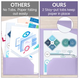 Sooez 6 Pack 2-Pocket Folder with Prongs, Plastic Folders with Pockets and Prongs, Heavy Duty Pocket Folders with Prongs, Colored Prong Folders for Schoolwork & Office, Letter Size A4,Vintage