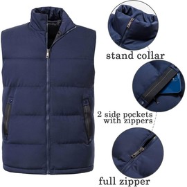 Neecan Mens Winter Vests Outerwear Puffy Puffer Vest Warm Bubble Sherpa Sleeveless Vest Jacket Beige Small